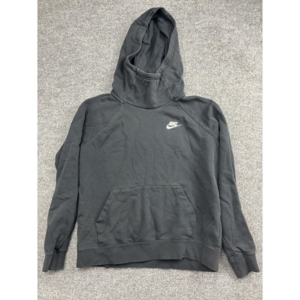 Nike Hoodie Womens Small Black Funnel Neck Pullover Sweatshirt Swoosh Logo